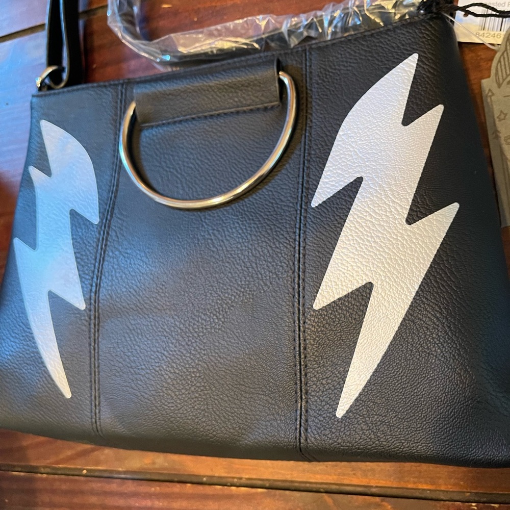 High Voltage Cross Body Satchel-with silver hardware and Silver lighting Bolts! - Picture 5 of 6